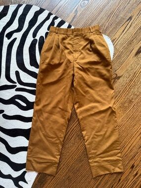Vintage Mustard Brown High-Waist Pleated Trousers